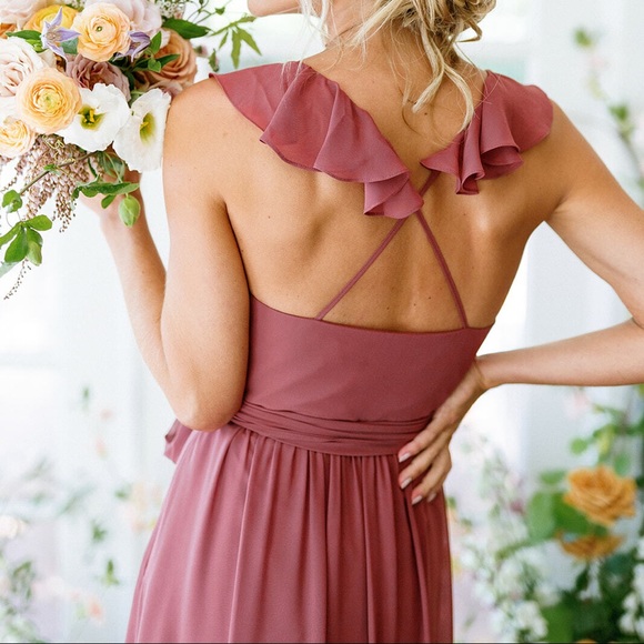 NWT Revelry Valerie Chiffon large MAUVE maxi dress - Picture 6 of 7